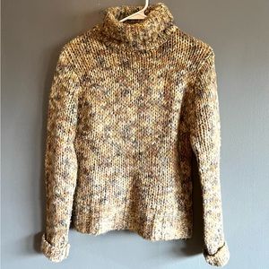 Chunky Knit Turtleneck Sweater - Sz L - It’s Our Time - Oatmeal / Multi-Colored